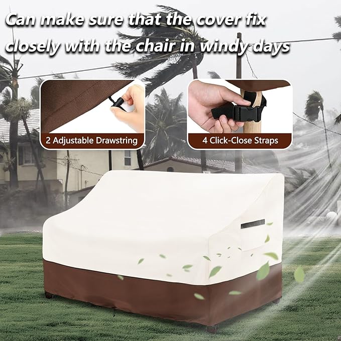 Patio Sofa Covers,100% Waterproof 3-Seater Outdoor Loveseat/Bench Cover,Patio Furniture Covers,78" Wx 38" Dx 35" H,Beige&Brown