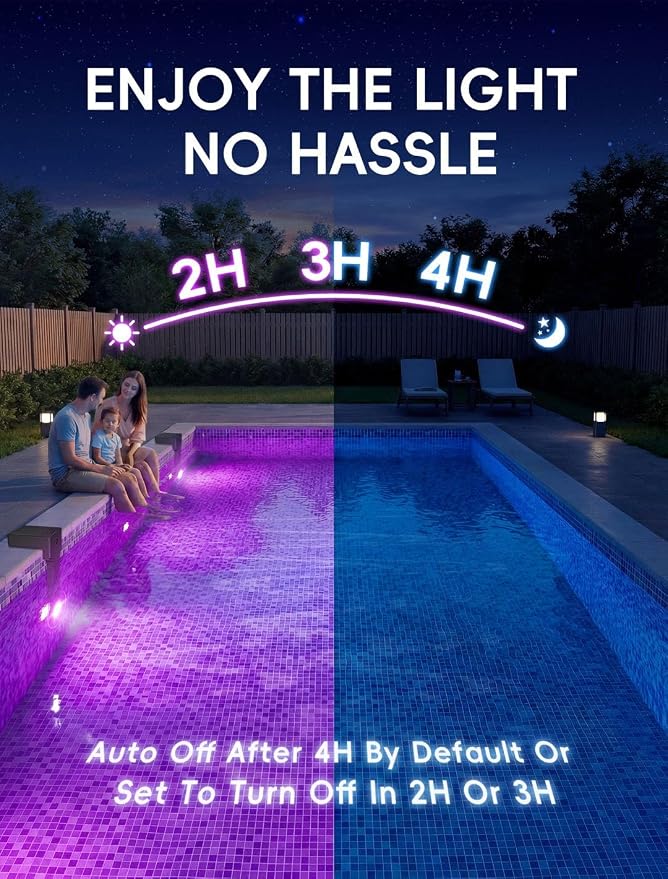 Solar Pool Lights Only for Inground Pool, 10-Color RGB 4-Mode LED Underwater Submersible Poolside Light with Auto Dusk Sensor, Waterproof Design, Remote & Timer Off, 1 Pack
