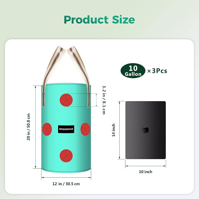 3 Pack Hanging Strawberry Planter Bags, 10 Gallon Hanging Grow Bags with Bottom Planting Hole, Thickened PE Strawberry Pot for Vegetables Herbs Tomatoes