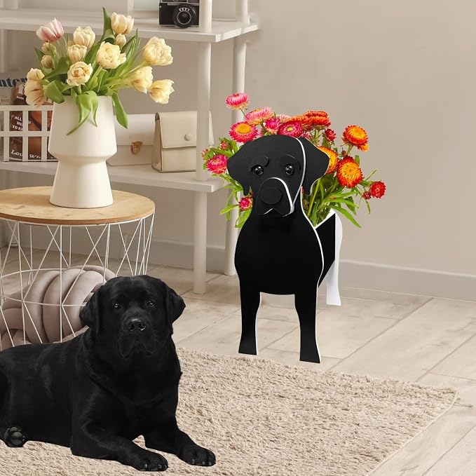 Black Labrador Dog Planter Plant Pots,Cute Dog Flower Planter,Gifts for Pet Lovers,Unique Animal Plant Pots,Office,Indoor Outdoor Garden Decor(9.45 * 6.38 * 13.39in)