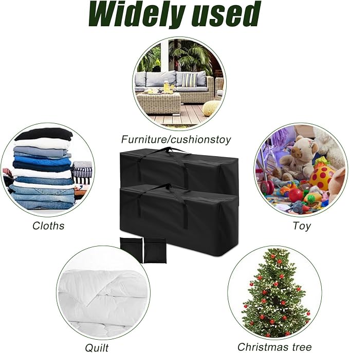2 Pack Patio Furniture Storage Bag Extra Large Protective Cushion Bag with Zipper and Handles,Waterproof Cushion Storage Bags for Patio Furniture Christmas 68 inch L x 30 inch W x 20 inch H (2)