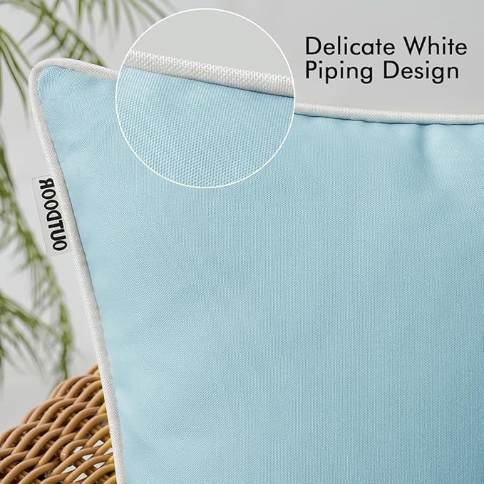 MIULEE Pack of 2 Outdoor Waterproof Pillow Covers Decorative Farmhouse Spring Throw Pillow Covers Square Solid Color Couch Pillow Covers Spring for Patio Tent Bed Sofa Living Room 18x18 Inch Blue