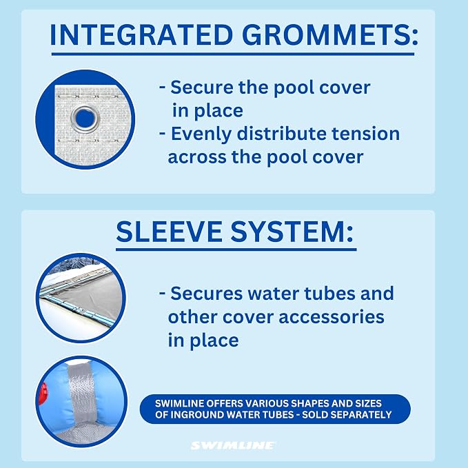 SWIMLINE HYDROTOOLS Silver King Heavy Duty Winter Pool Cover for Inground Swimming Pools | for 35 X 50 FT Rectangle Pools | 40 X 55 FT Cover Size | Silver/Black | Water Tube Sleeves | CO144055R