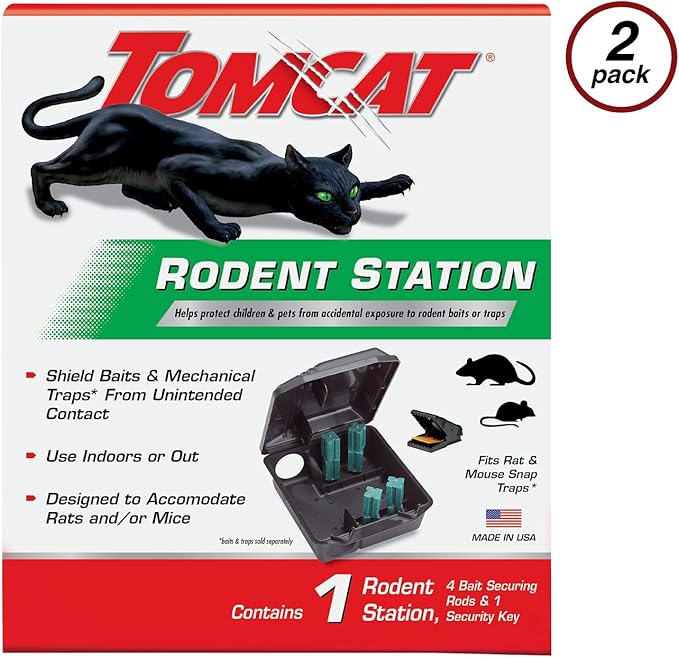 Tomcat Rodent Station, Each Box Includes 1 Rodent Station with 4 Bait Securing Rods and 1 Security Key, Use Indoors or Outdoors, 2-Pack