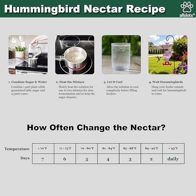 Glass Hummingbird Feeder for Outdoors Hanging, 20 oz Nectar Capacity, 6 Feeding Ports, Leak-Proof Rust-Free Plastic Base, Easy to Refill & Clean, Decorative Purple Glass Bird Feeder for Garden Patio