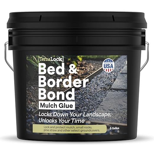Superclear TerraLock Mulch Glue for Landscaping,Rock Glue. Easy Spray, Easy Hold. Perfect for Mulch, Pea Gravel Large & Small, Rock, Straw and Stone (5 Gallon Without Sprayer)