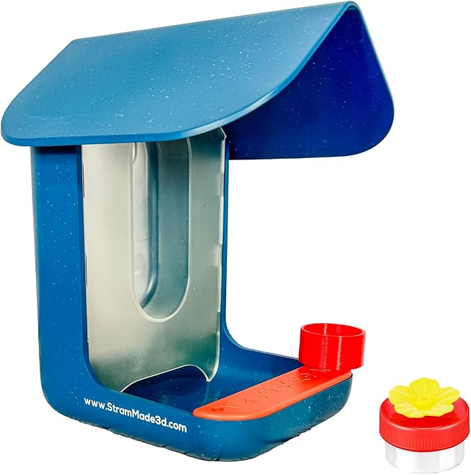 Hummingbird Cup Holder for Bird Buddy – Fits 1.5” Feeder Cups – Durable PETG Plastic – Easy Installation (Red, Cup Holder + Feeder Cup)