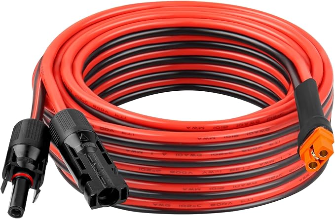 10AWG 30FT Solar to XT60i Extension Cable 3 6 10 35 50 75 100FT Heavy Duty Adapter Cable Connector XT60i Wire for Portable Power Station, Solar Panel, RV, Battery