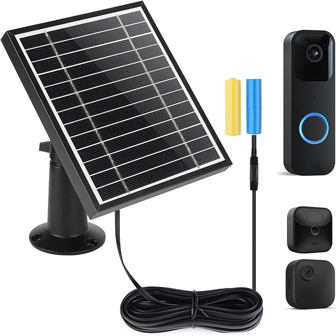 UYODM Solar Panel Charger Compatible with Blink Video Doorbell/Blink Outdoor 4(4th) / XT3 / XT2 / XT Cam,Power Your Doorbell or Outdoor Cam Continuously with 11.8 Ft Cable,AL Alloy Frame Durable