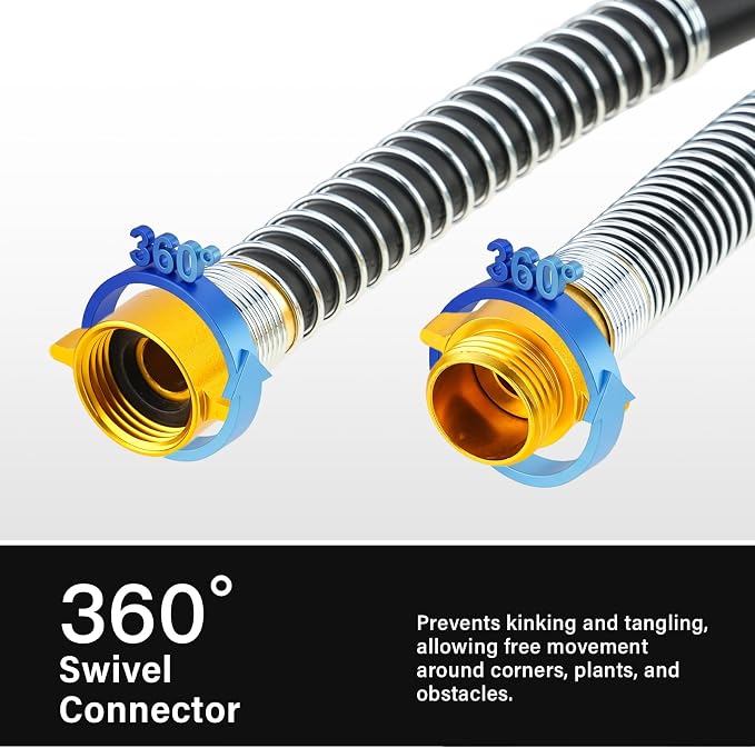 Garden Hose 5/8" x 5ft 4-Layer Heavy Duty Hose with 800 PSI Burst Pressure – Kink Resistant Flexible All-Weather Outdoor Hose for Yard Car Wash Pets Black