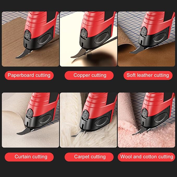 Cordless Scissor with 3pcs Replaceable Blades, Power Shears with 4.2V 2000mAh Rechargeable Lithium-Ion Battery for Fabric Leather Carpet Plant Stems Rigid Cardboard PVC Plastic Board