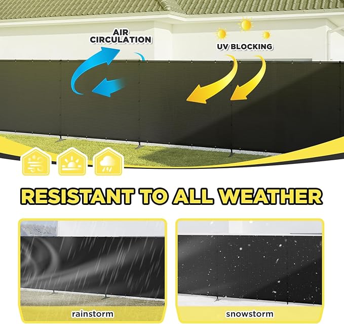 5' x 72' Black Outdoor Privacy Screen Freestanding 240 GSM Privacy Fence Panels for Outside, Pool Fences with Poles, Backyard Temporary Fencing, Privacy Wall Ground Pole Fence