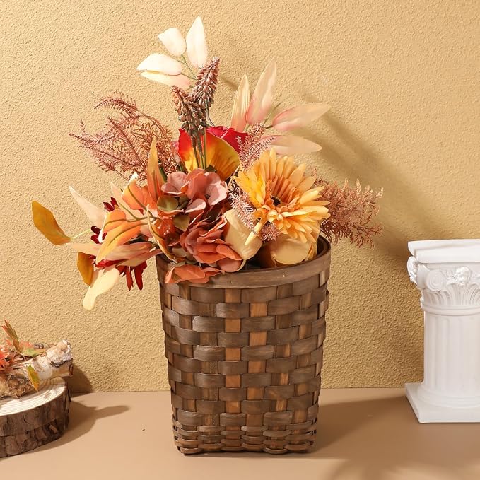 Alipis Hanging Basket Woven Wall Storage Organizer 9.84X6.69X15.94In Rustic Wicker Basket for Kitchen Vegetables Flowers and Home Decor
