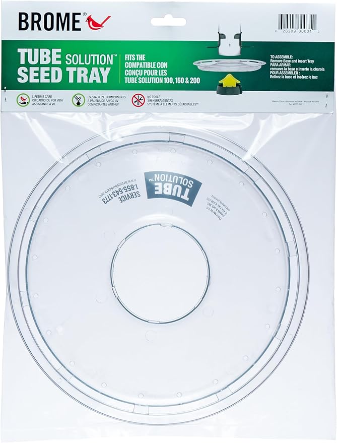 Brome Seed Tray – Compatible ONLY with Tube Solution 100, 150 & 200, Catches Spilled Seed, Reduces Waste, Extra Perching Space, Durable & Easy to Clean