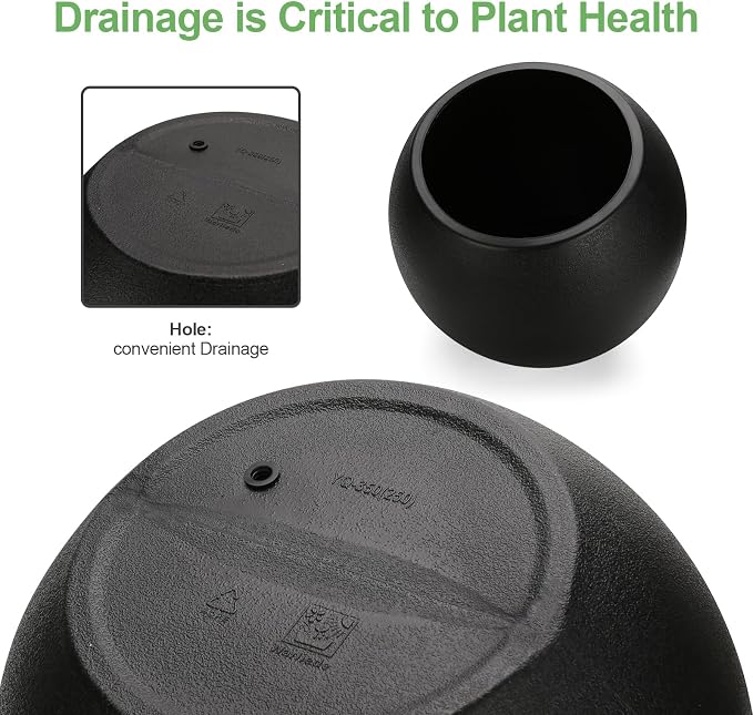 Large Round Planter,Planters for Indoor Plants & Outdoor,Durable Plastic Material Sphere Planter with Drainage Hole & Rubber Plug Weather Resistant,Plant Pot