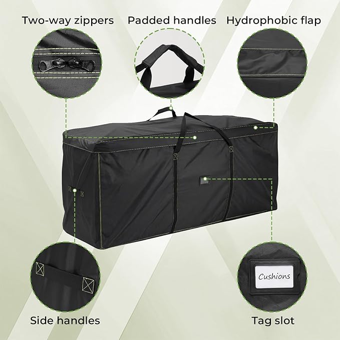 GARPROVM Extra Large Outdoor Cushion Storage Bag 2 PCS, 68"x20"x30" Patio Furniture Cushion Storage with Carry Handles, 420D Oxford Fabric Waterproof Storage Bag for Garden Cushions Christmas Tree