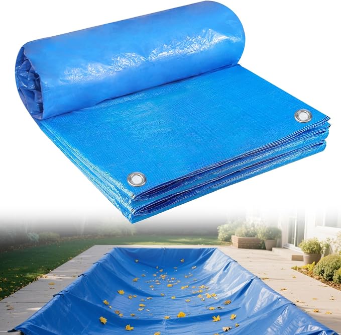 16 Ft x 26 FT Pool Cover for Inground Pools Rectangular Winter In Ground Pool Cover -Extra Thick Material,Winter Pool Safety Cover Keep Away Leaves Debris Dust Rain Snow