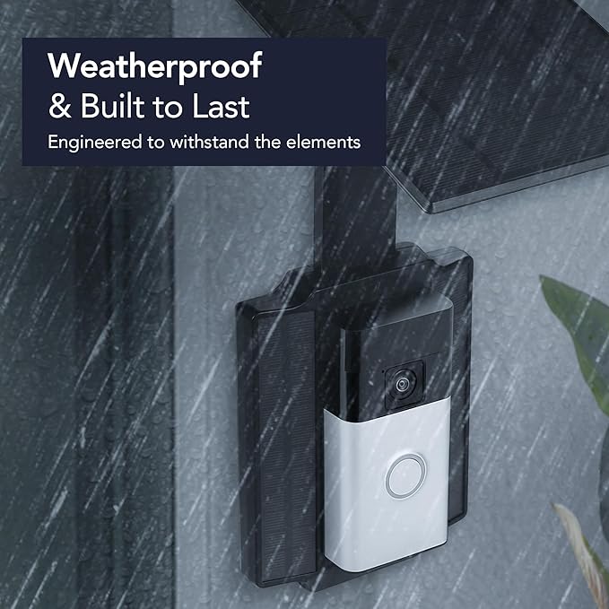 Wasserstein Universal Solar Charger Compatible with Ring Battery Doorbell (2024 Release)/Pro/Plus/4/3/3 Plus/2nd Gen (2020 Release) & Wyze Wireless Video Doorbell Pro - 2.5W Solar Panel Charger