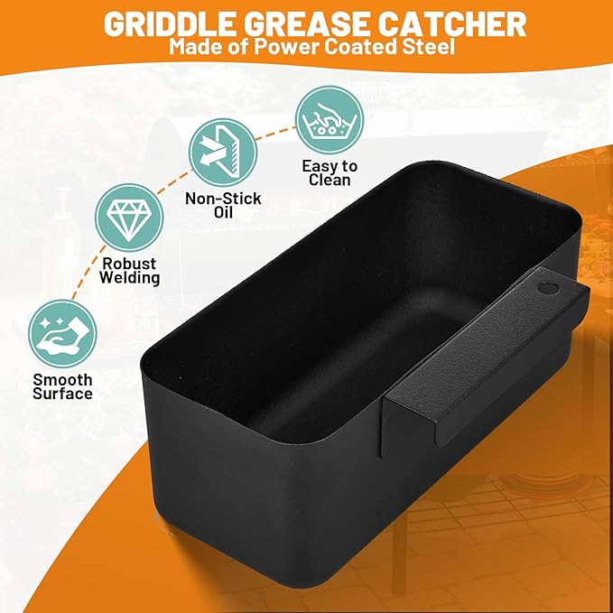 Griddle Grease Catcher/Grease Cup Foil Tray pan for Blackstone Stove Griddles 17'' 22'' 28'' 30'' 36'', Drip Catcher Pan for Blackstone Professional Flat Top Griddles Replacement Part