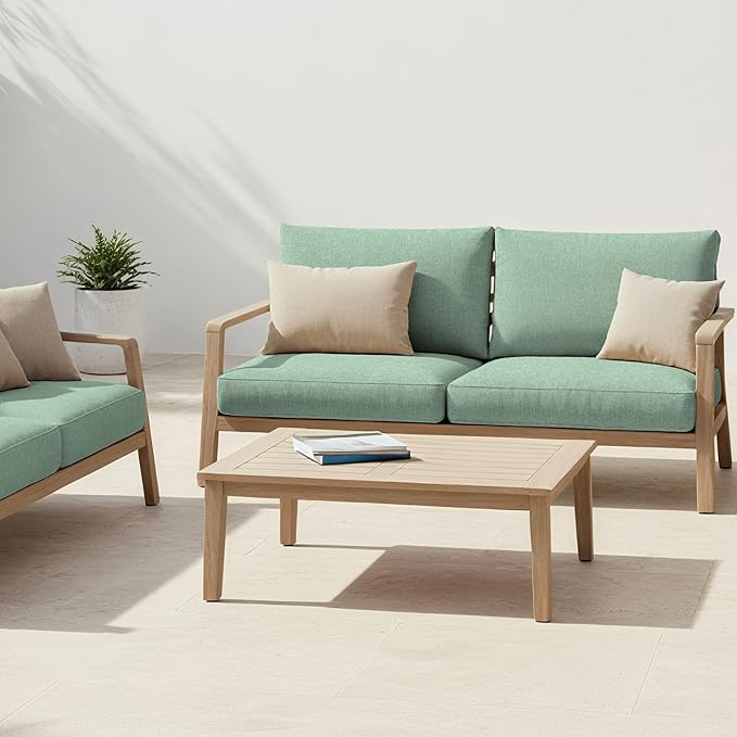 pickyNproud 8Pcs Patio Cushion Covers Stretch Outdoor Couch Cushions Slipcovers Replacement Washable Furniture Protector with Elastic Bottom Sofa Chair Seat Cover, Aqua Green
