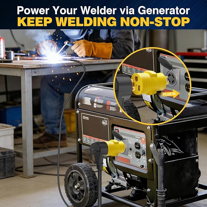 240V Generator Welder Adapter,ETL Listed, NEMA L6-30P to 6-50R Welder Adapter Cord, 30A to 50A Heavy-Duty Adapter, 3-Prong Locking Male to 3-Prong Female, for Welder Dryer EV Charger