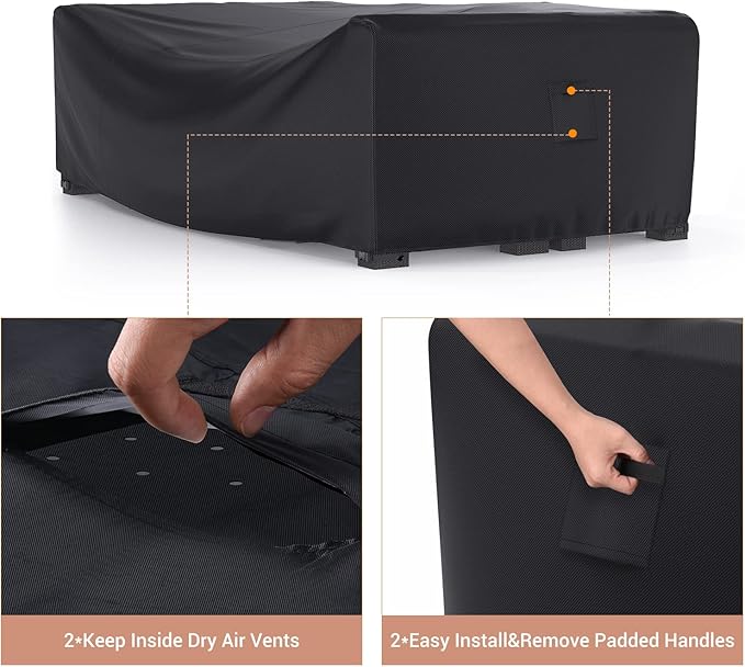 Patio Furniture Set Cover Waterproof, Mrrihand Outdoor Sectional Sofa Set Cover Heavy Duty 600D Table and Chair Set Cover 107" L×81" W×27.9" H