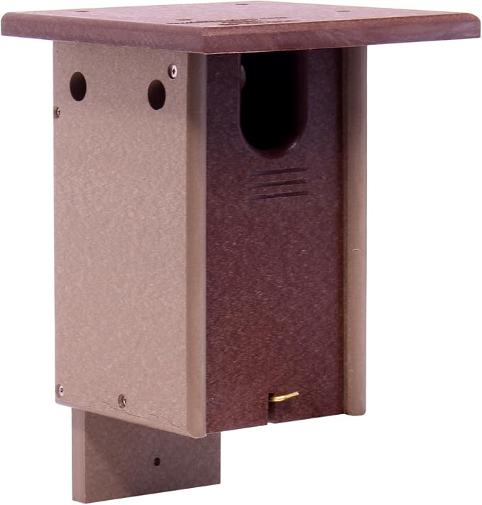 Bluebird House, Post Mount, Amish-Made with 100% Recycled Poly Lumber (Tudor Brown/Weathered Wood)