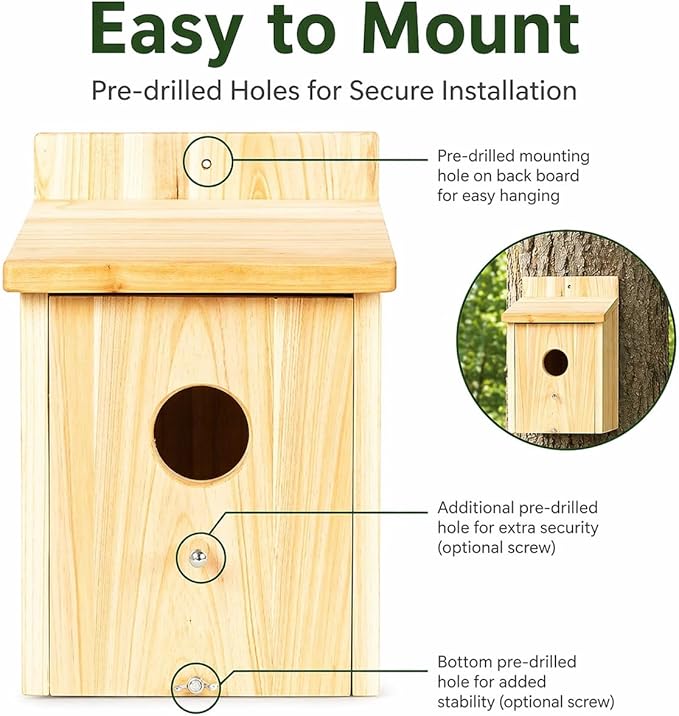 Wooden Bird Houses for Outside Birdhouses Nest Bluebird House for Cardinals Finch Wren Swallow for Garden Viewing 1B