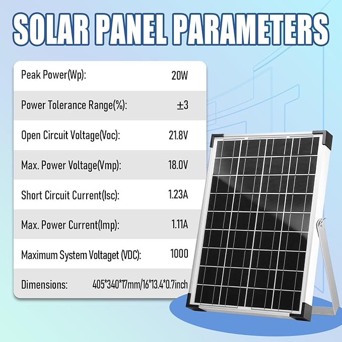 20W 12V/24V Solar Panel Kit, Monocrystalline Solar Battery Trickle Charger Maintainer +10A PWM Charge Controller + Adjustable Mount Bracket for Car, RV, Boat, Motorcycle, Off-Grid System