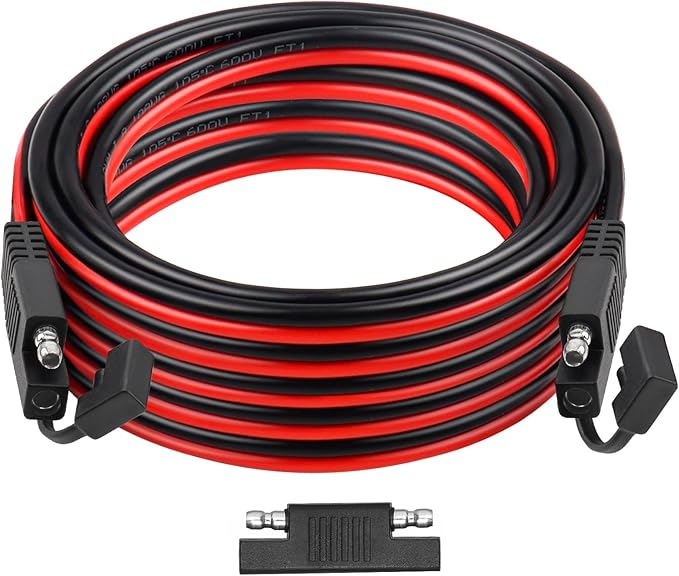XRDS -RF SAE Extension Cable 25FT– Heavy Duty 10AWG Tinned Copper Wire with SAE Battery Cable Terminal Connectors for Automotive, RV, Marine, and Solar Applications.