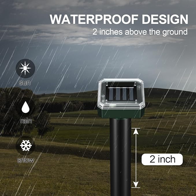 Mole Repellent for Lawns 8 Pack, Solar Powered Mole Repeller Ultrasonic Gopher Repellent, Outdoor Waterproof Vole Vibration Stakes,Sonic Gopher Deterrent Yard for Rodent Groundhog Snake Chipmunk