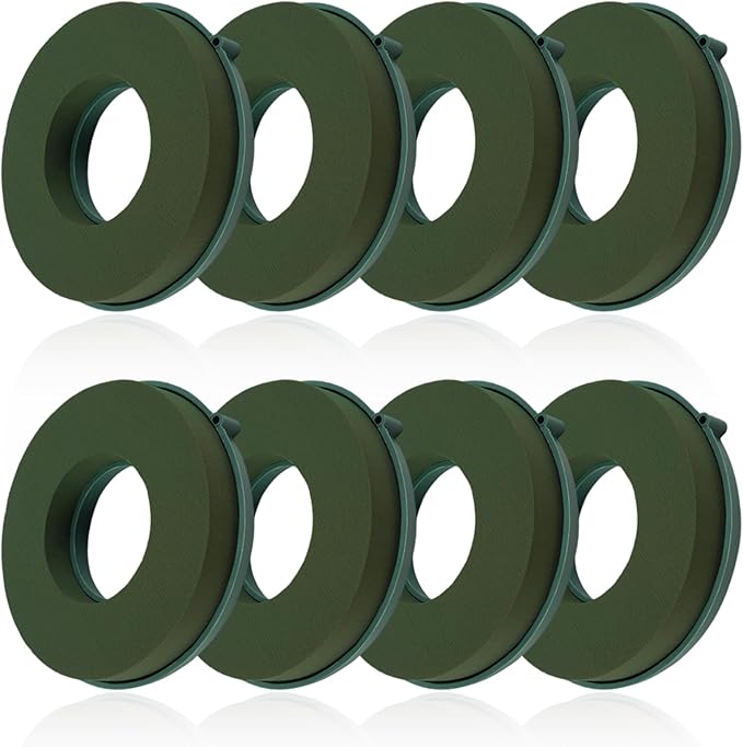 ZOFORTY 8PCS Floral Foam Rings 6 Inch Round Floral Wet Foam Ring Flower Arrangement Kit for Florist Wedding Foam Decoration, Green