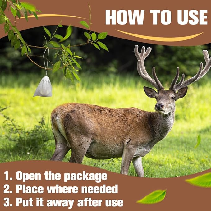 Deer Repellent Outdoor, Natural Deer Repellent for Garden and Yard, Keep Deer Away from Plants, Lasting 90 Days Protection, Safe for Pets and Plants – 8 Pack