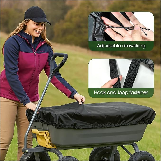 Collapsible Wagon Rain Cover Outdoor Folding Gorilla Cart Cover, 600D Oxford Cloth Waterproof & Dustproof Protective Tarp, 55" L x 37" W