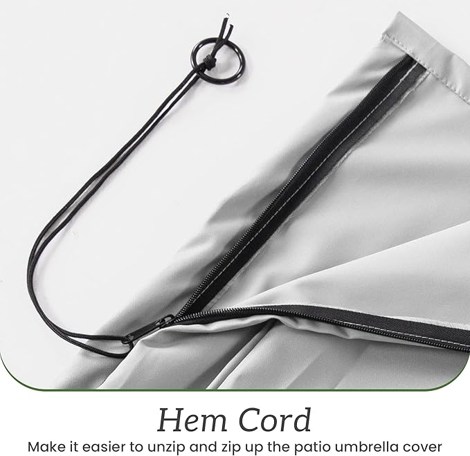 Patio Umbrella Cover Waterproof UV Resistant Outdoor Cantilever Umbrella Covers with Zipper and Rod, Foggy Grey