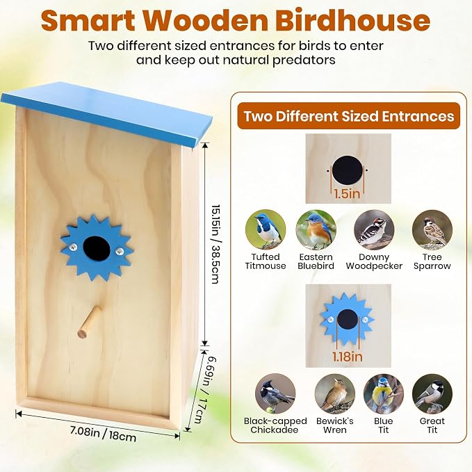Smart Solar Birdhouse with Camera, 1080P HD Wireless Bird House Camera with Motion Detection & Auto-Capture, Perfect for Wild Bird Watching Enthusiasts