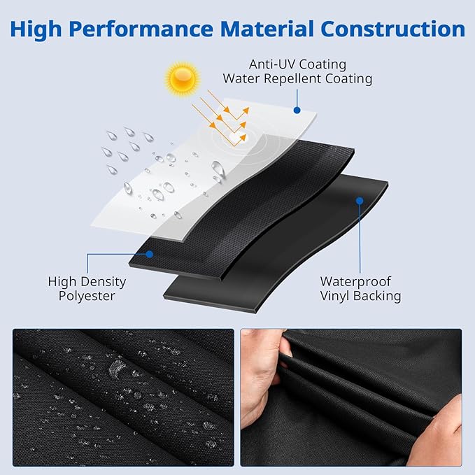 SunPatio Outdoor Ottoman Cover, Waterproof Square Coffee Table Cover, Patio Furniture Side Table Cover, All Weather Protection, 26W x 26D x 18H, Black