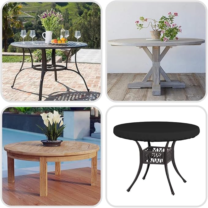Covers & All Round Table Top Cover, 12 Oz Waterproof UV & Weather Resistant Patio Table Cover, Outdoor Table Cover for Patio Outdoor Furniture & Coffee Table (54" Dia x 4" H Inches, Black)