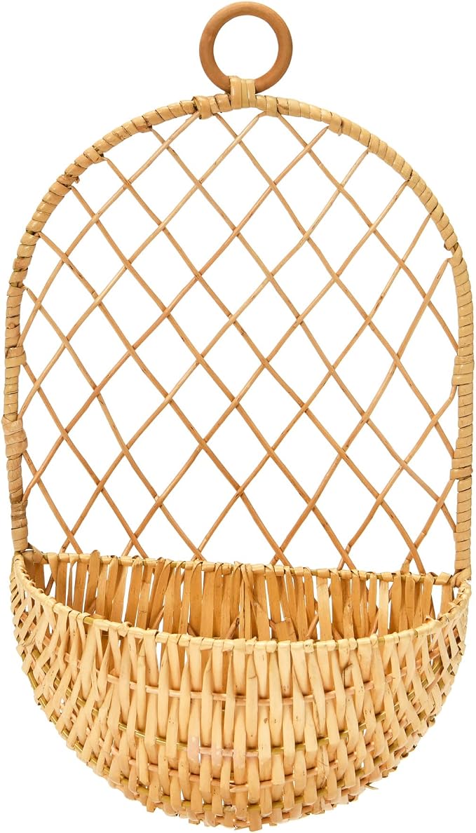 Bloomingville Hand-Woven Hanging Wicker Basket