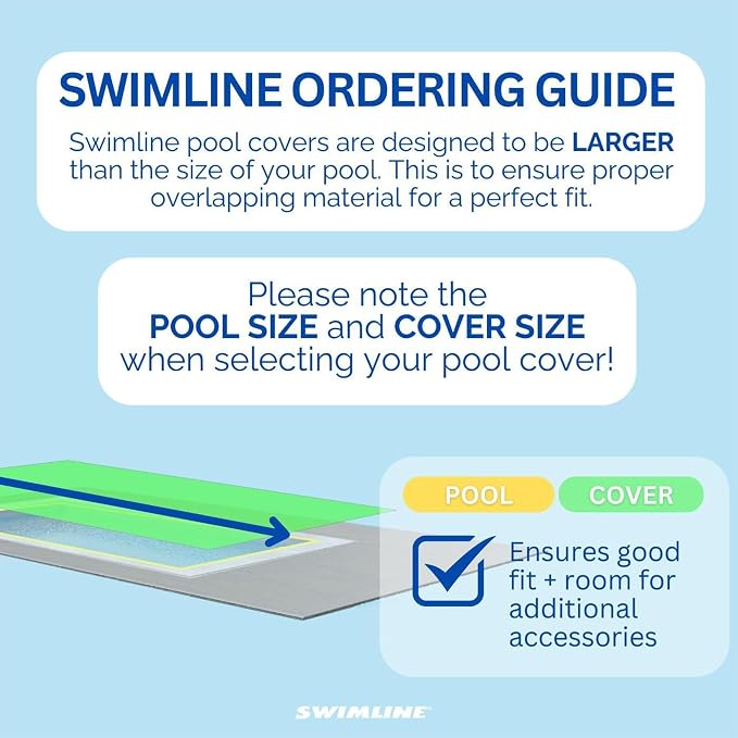 SWIMLINE HYDROTOOLS Super Guard Heavy Duty Pool Cover For Above Ground Swimming Pools |17 X 29 FT Cover | Blue / Black | Water Tube Sleeves | UV Protected For 12X24 FT Rectangle Pools | CO81729R