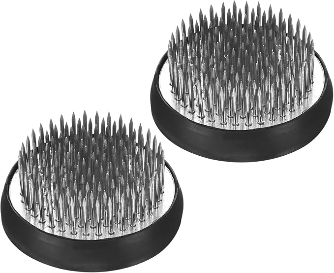 M METERXITY 2-Pack Flower Frog 1.97" Round Steel Floral Arranger Pins Ikebana Holder W Rubber Base for Flower Arrangements/Craft Plant/Home Decor, Floral Kenzan Fixed Tool [1.1cm Pins]