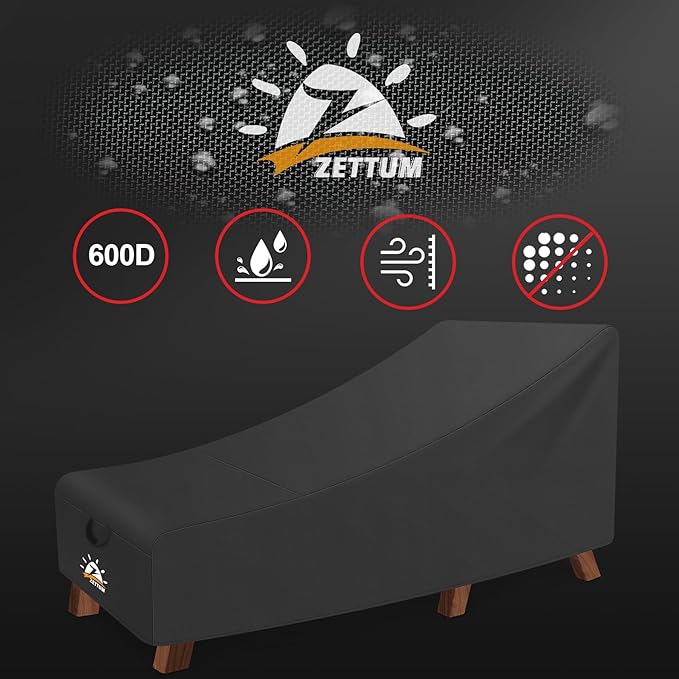 Zettum Outdoor Lounge Chair Cover 2 Pack - Waterproof Patio Chaise Lounge Chair Cover, 600D Fade-Resistant Outdoor Seating Covers For Pool Lounge Chair, Lawn Bench Furniture 80 x 32 x 32 Inch