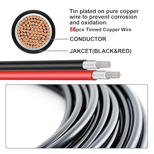 10FT 12AWG Solar Panel Extension Cable with Female and Male Connectors, Solar Cable for Solar Panels, Charge Controllers and Solar Generator (12AWG, 10FT)