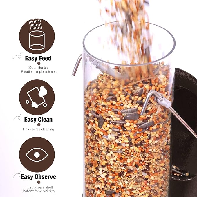 ERYTLLY Metal Bird Feeders - Tube Feeder for Wild Birds, 1.4mm Thick Transparent Tube, Squirrel Proof Hanger