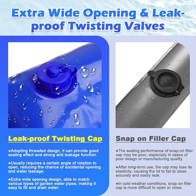 6 Pack 0.7mm Water Tubes for Pool Cover Heavy Duty Pool Water Bags, Blue Pool Cover Tubes for Winterizing Swimming Pool Cover Weights Inground Thick Three-Layer Composite Material