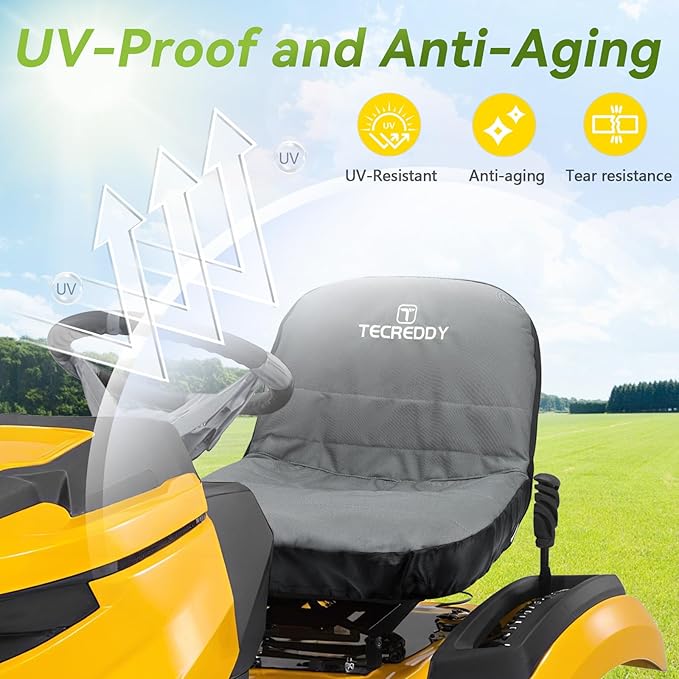 Lawn Mower Seat Cover, Weatherproof Durable Tractor Seat Cover Compatible with Husqvarna Craftsman Toro John Deere Cub Cadet Riding Lawn Mower, Medium