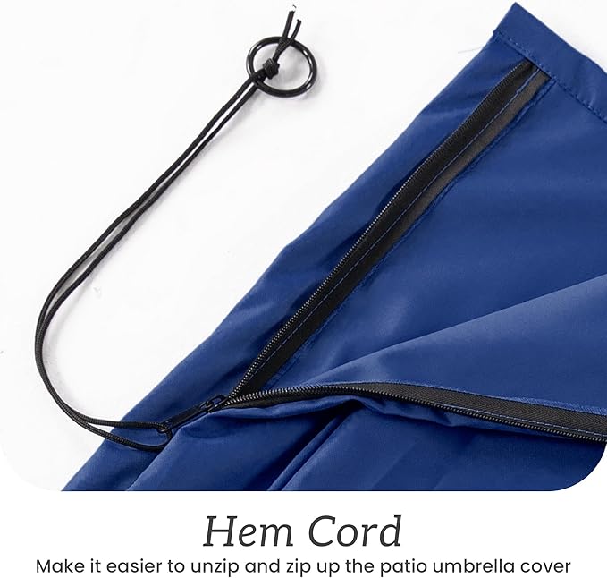 Patio Umbrella Cover Waterproof UV Resistant Outdoor Cantilever Umbrella Covers with Zipper and Rod, Navy