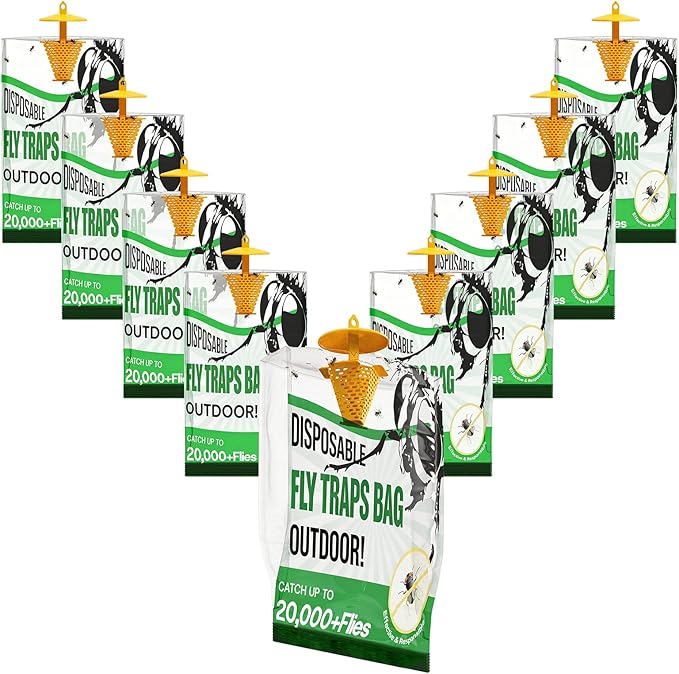 Fly Traps Outdoor Hanging -9Pack Portable Fly Catcher Outdoor Flying Insect Trap for Garden/Ranch/Barn/Patio