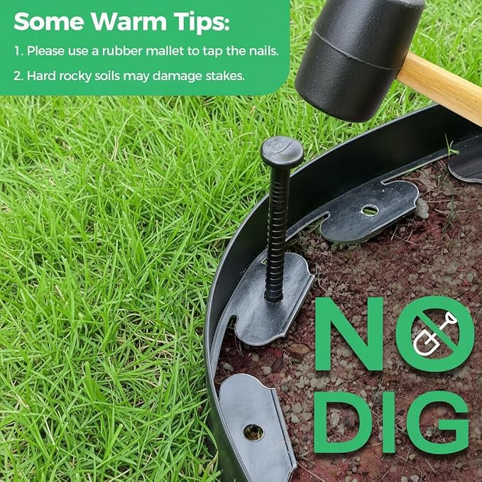 4-Inch Tall x 40-Ft Garden Edging Kit with 80 Extra-Long Spikes Professional Weed Barrier Weather-Resistant Flexible & Easy Install Upgraded Heavy-Duty