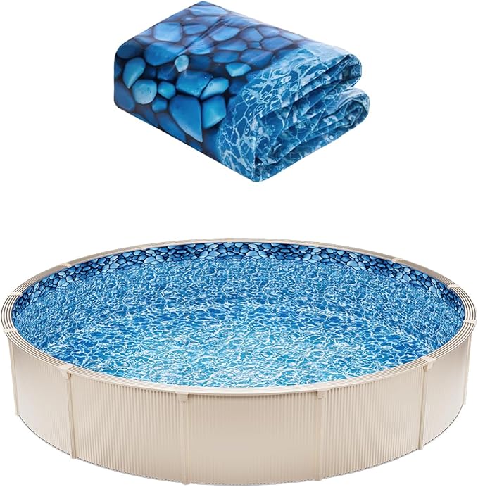 VEVOR 8-ft Round Above Ground Pool Liner, Overlap Pool Liners, Standard Gauge Vinyl, 48-to-54inch Wall Height, Designed for Steel Sided Above-Ground Swimming Pools
